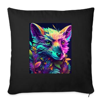 Neon Forest Fox - Sofa pillow with filling 45cm x 45cm - black - Front