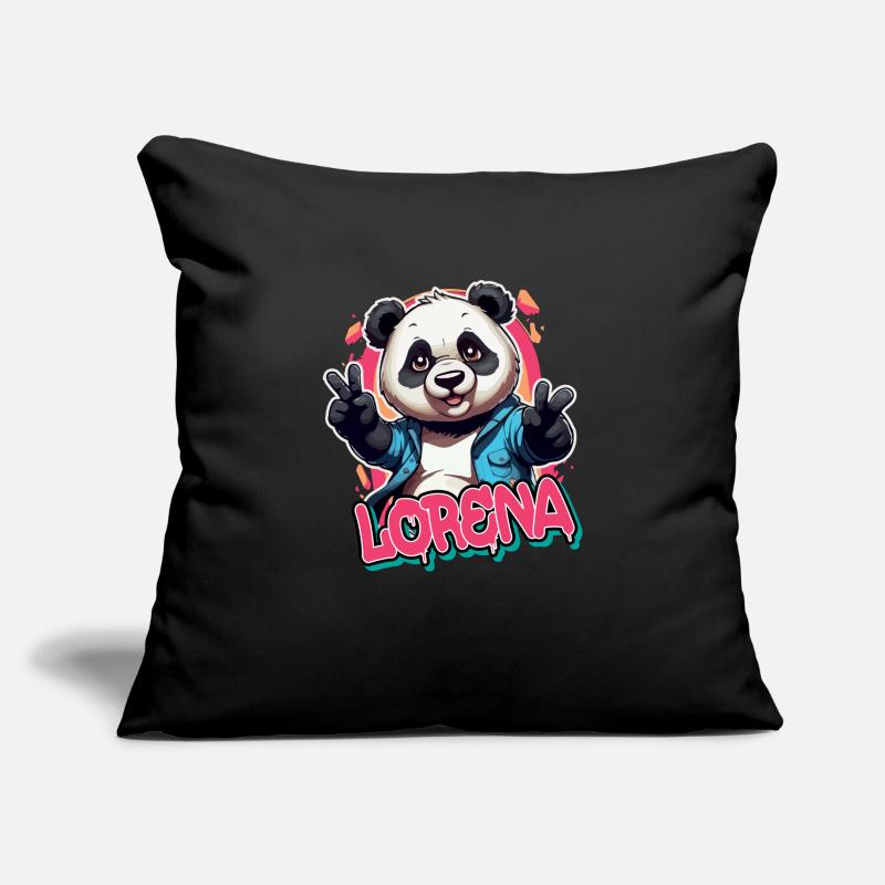 LORENA - Schöner Mädchen Name mit coolem Panda Sofakissen mit Füllung 45 x 45 cm