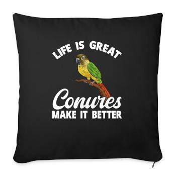 Molina Parakeet Parrot Bird Parakeet - Sofa pillow with filling 45cm x 45cm - black - Front