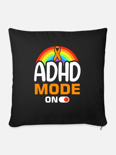 Witziger ADHS Spruch - Sofakissen mit Füllung 45 x 45 cm - Schwarz