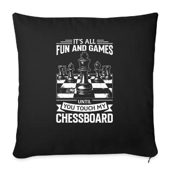 Échiquier d’échecs de grand maître pour les joueurs d’échecs - Coussin et housse de 45 x 45 cm - noir - Devant
