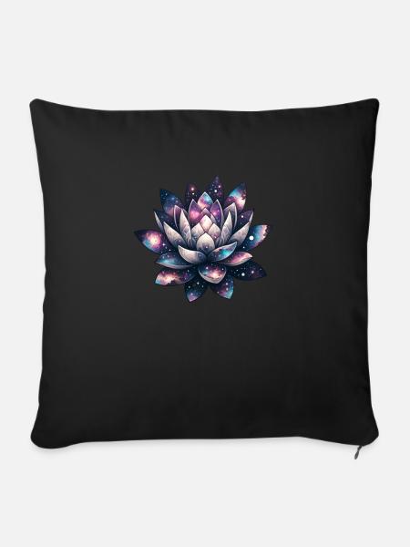 Celestial Bloom Galactic Lotus Unfolding - Sofakissen mit Füllung 45 x 45 cm - Schwarz
