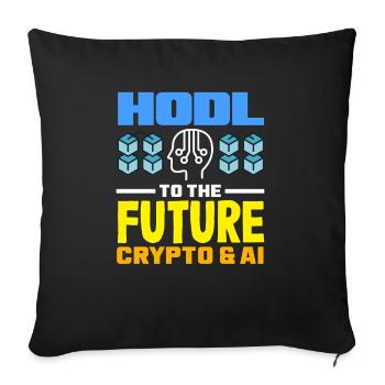 Cryptocurrency AI & Crypto Enthusiast Blockchain - Sofa pillow with filling 45cm x 45cm - black - Front