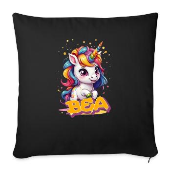 BEA - Beau nom de fille avec une jolie licorne - Coussin et housse de 45 x 45 cm - noir - Devant