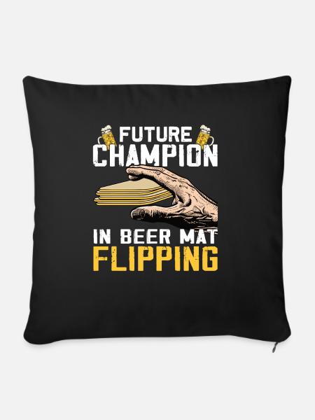 Bierdeckel Umdrehen Spiel Bier - Sofakissen mit Füllung 45 x 45 cm - Schwarz