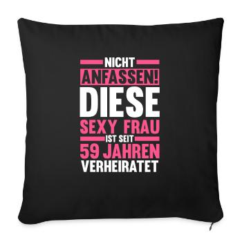 Mariage Marée Mariage 59 ans Mariage marié - Coussin et housse de 45 x 45 cm - noir - Devant