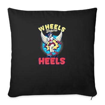 Roues de roller derby avant les talons - Coussin et housse de 45 x 45 cm - noir - Devant