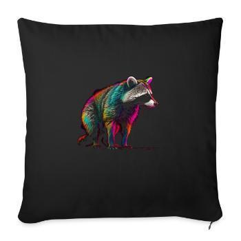 Raccoon Artwork - Raccoon Animal Art - Sofa pillow with filling 45cm x 45cm - black - Front