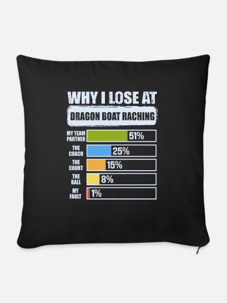 Lustiges Drachenboot-paddel - Sofakissen mit Füllung 45 x 45 cm - Schwarz
