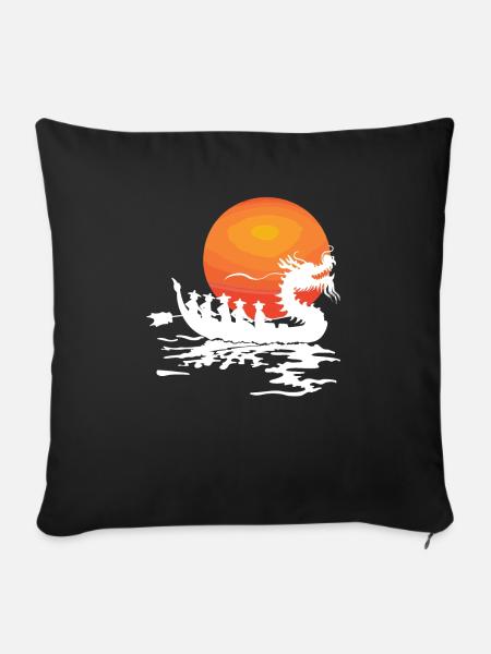 Lustiges Drachenboot-paddel - Sofakissen mit Füllung 45 x 45 cm - Schwarz