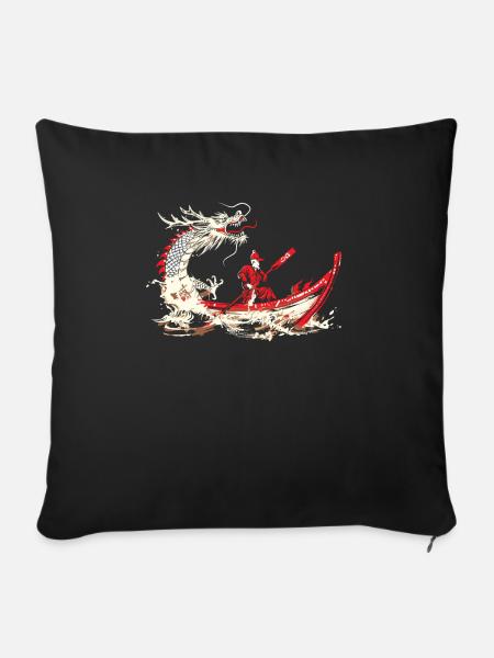 Lustiges Drachenboot-paddel - Sofakissen mit Füllung 45 x 45 cm - Schwarz