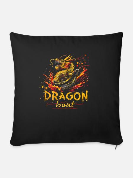 Lustiges Drachenboot-paddel - Sofakissen mit Füllung 45 x 45 cm - Schwarz