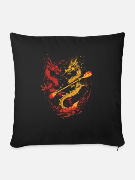 Lustiges Drachenboot-paddel - Sofakissen mit Füllung 45 x 45 cm - Schwarz
