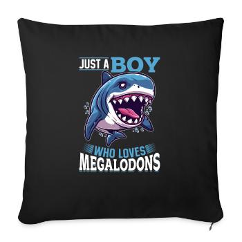 Requin Animal juste un garçon qui aime les mégalodons - Coussin et housse de 45 x 45 cm - noir - Devant
