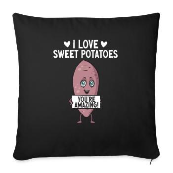 Légumes-racines de patates douces - Coussin et housse de 45 x 45 cm - noir - Devant