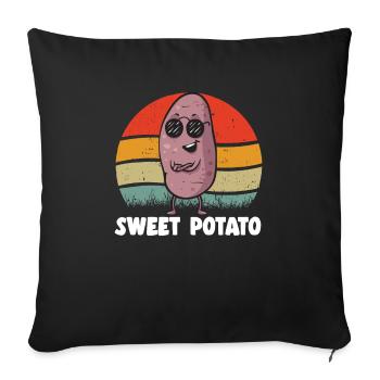 Légumes-racines de patates douces - Coussin et housse de 45 x 45 cm - noir - Devant