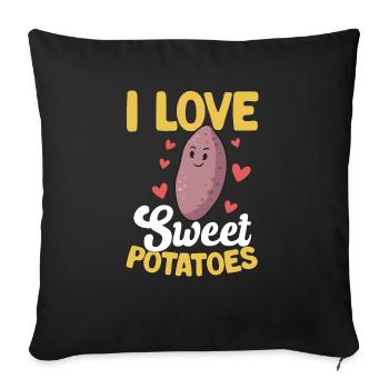 Légumes-racines de patates douces - Coussin et housse de 45 x 45 cm - noir - Devant