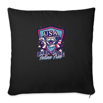 4 juillet Chat né pour être félin libre - Coussin et housse de 45 x 45 cm - noir - Devant