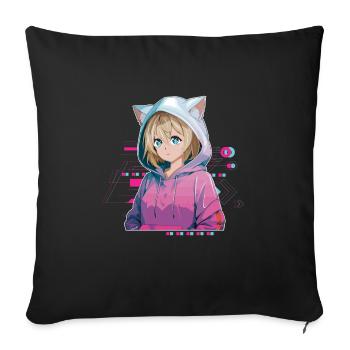 Anime Manga Hard Techno Dark Tekno - Sofakissen mit Füllung 45 x 45 cm - Schwarz - Vorne
