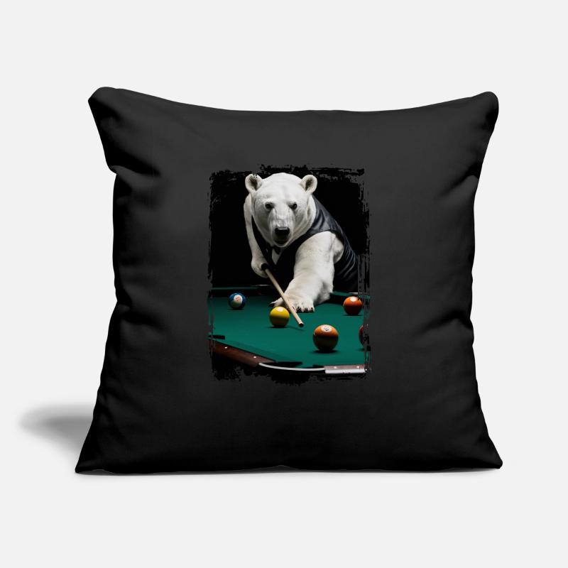 Eisbär spielt Billard Geschenk Sofakissen mit Füllung 45 x 45 cm