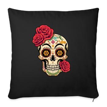 Rose Skelett Muertos Tag Des Toten Halloween - Sofakissen mit Füllung 45 x 45 cm - Schwarz - Vorne