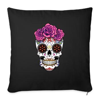 Rose Floral Muertos Tag Des Toten Halloween - Sofakissen mit Füllung 45 x 45 cm - Schwarz - Vorne