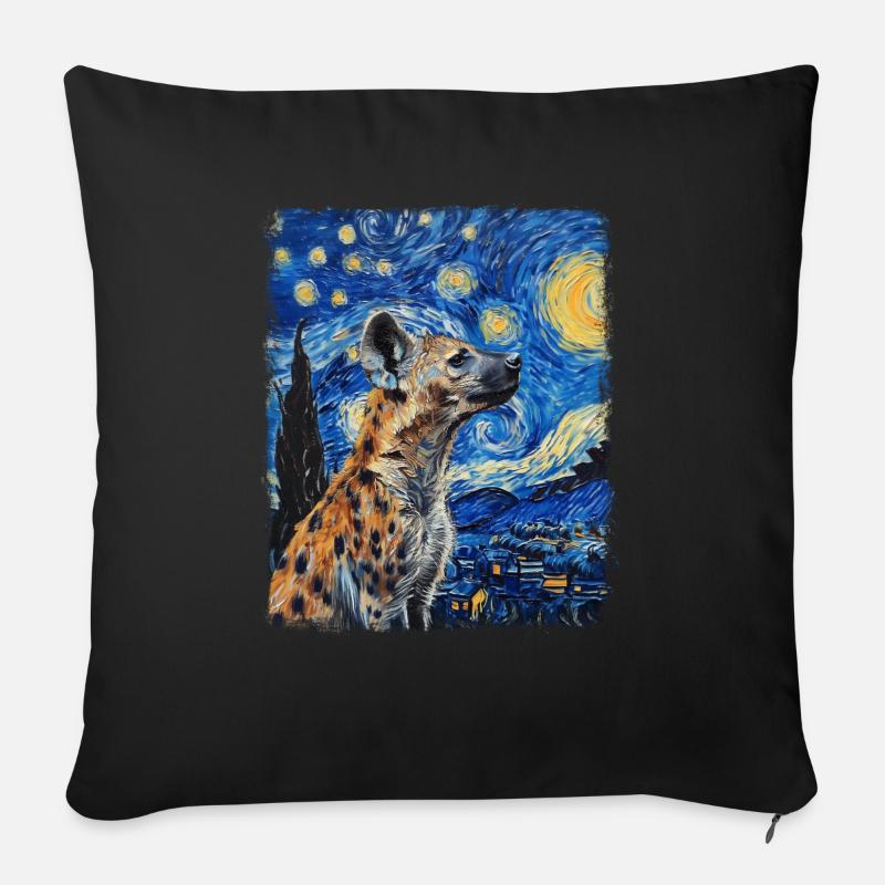 Hyäne Afrikanisches Tier Sternennacht-Gemälde - Sofakissen mit Füllung 45 x 45 cm - Schwarz