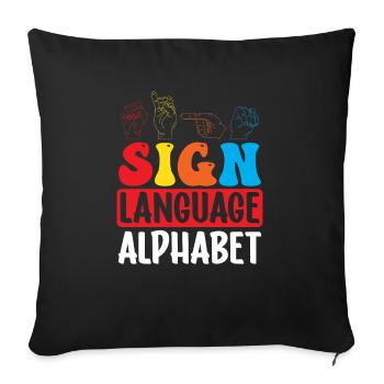 Professeur d’ASL Langue des signes américaine - Coussin et housse de 45 x 45 cm - noir - Devant