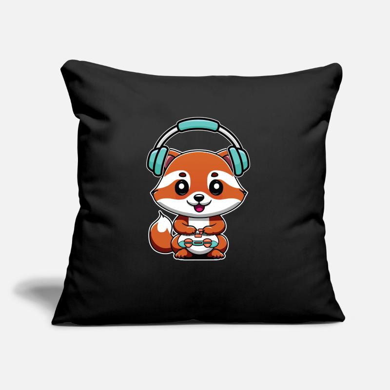 Spielen Sie Controller Gaming Fox Mit Kopfhörern Sofakissen mit Füllung 45 x 45 cm