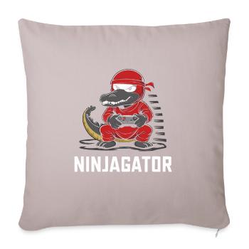 Ninja Alligator Gamer Fun Gaming Reptile Graphic - Sofa pillow with filling 45cm x 45cm - light taupe - Front