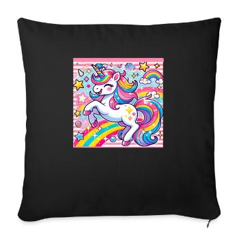 Cute Unicorn, Love Kawaii Unicorns - Sofa pillow with filling 45cm x 45cm - black - Front