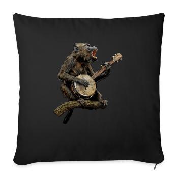 Baboon Monkey Bluegrass Banjo Player - Sofa pillow with filling 45cm x 45cm - black - Front