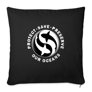 Protect Our Oceans – Shark Yin Yang Design - Sofa pillow with filling 45cm x 45cm - black - Front