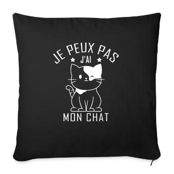 Je peux pas j ai mon chat - Coussin et housse de 45 x 45 cm - noir - Devant