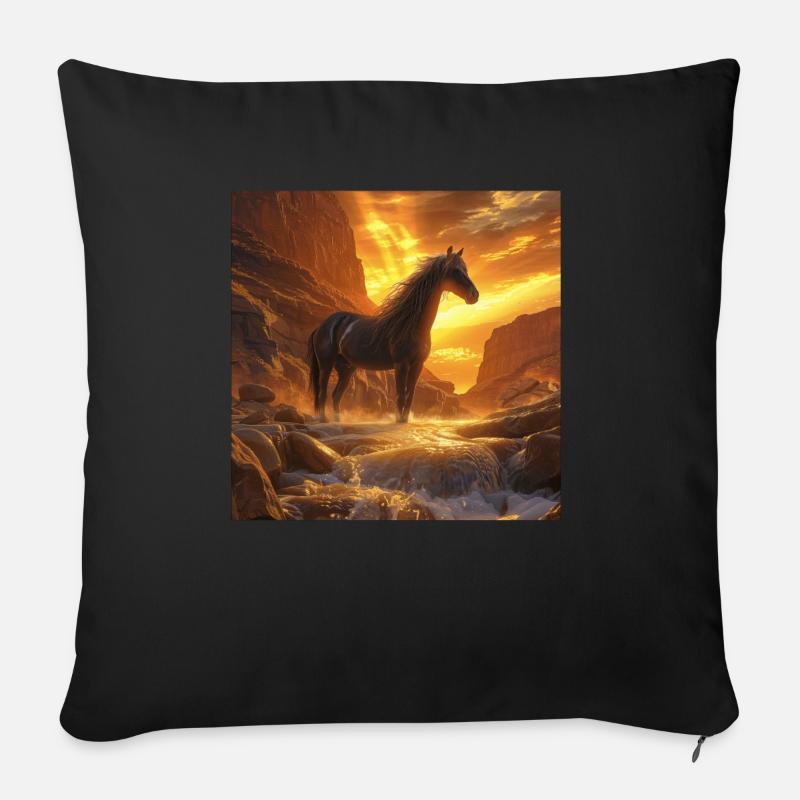 Pferd - Sofakissen mit Füllung 45 x 45 cm - Schwarz