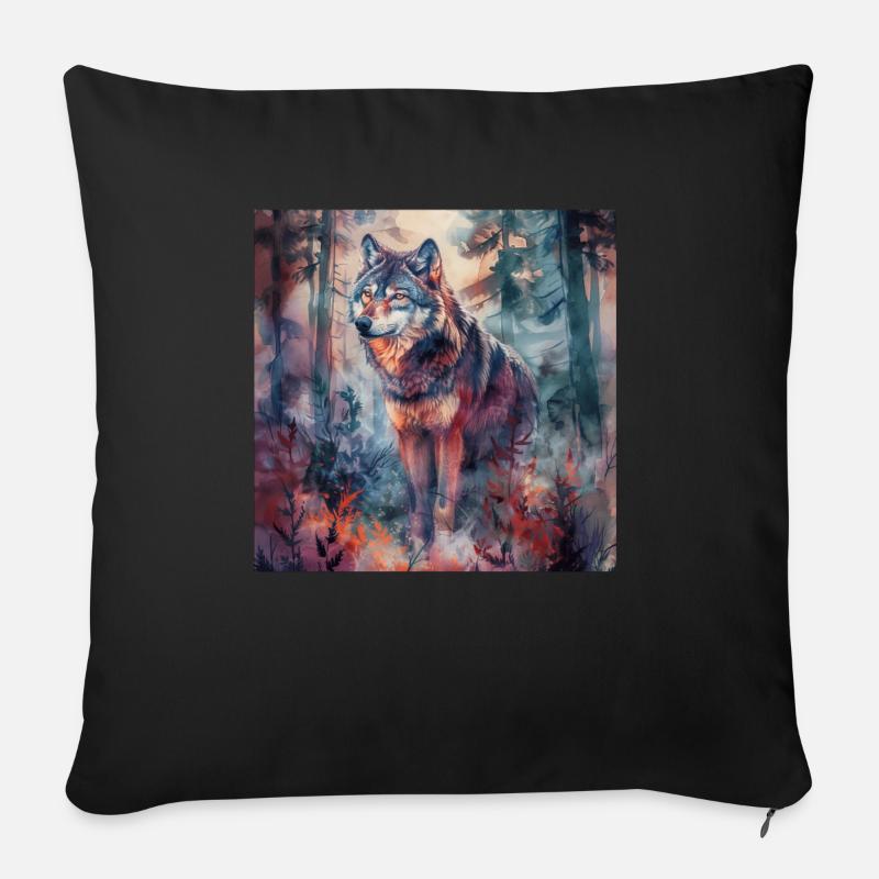 Wolf - Sofakissen mit Füllung 45 x 45 cm - Schwarz