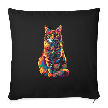 Chat Orange Chat Tigré Popart - Coussin et housse de 45 x 45 cm - noir - Devant
