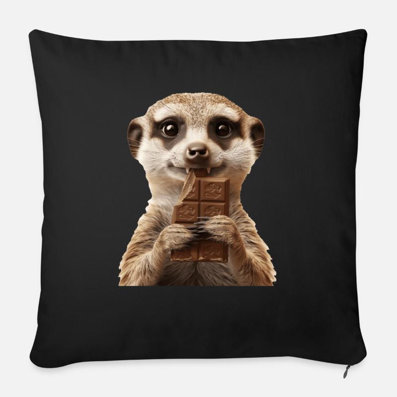 Erdmännchen - Sofakissen mit Füllung 45 x 45 cm - Schwarz