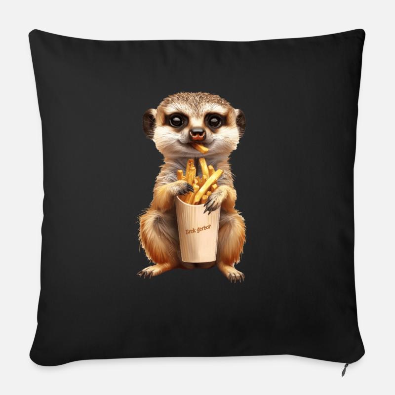 Erdmännchen - Sofakissen mit Füllung 45 x 45 cm - Schwarz