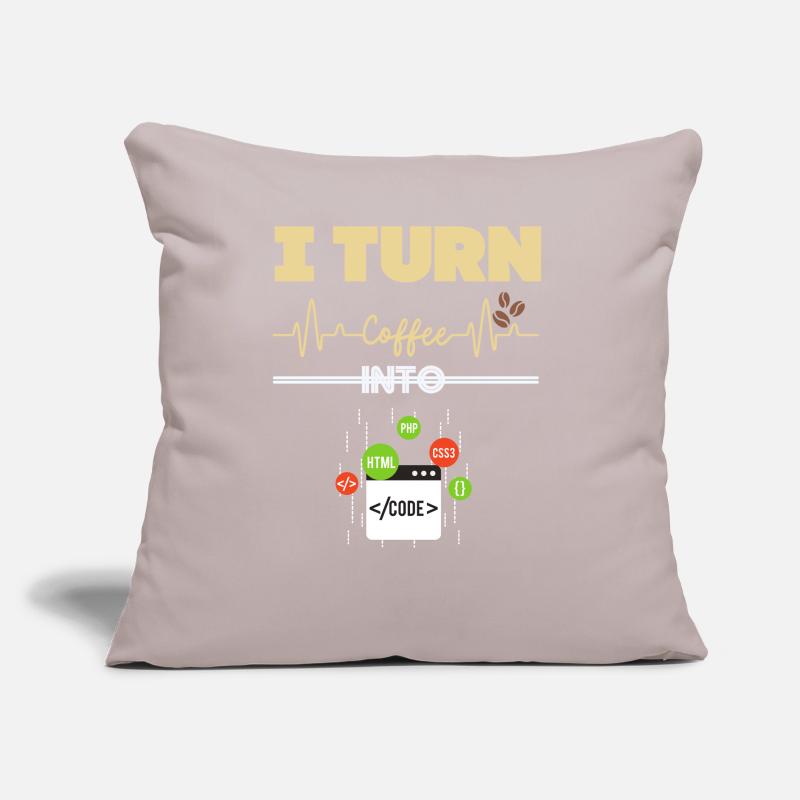 Je Transforme le Café en Code ! Coussin et housse de 45 x 45 cm