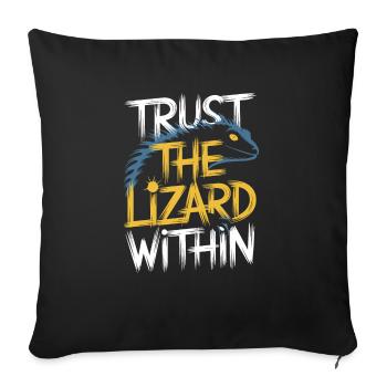 Lézard Peuple Reptile Conspiration Et Secret - Coussin et housse de 45 x 45 cm - noir - Devant