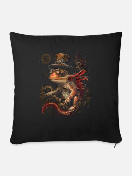 Steampunk Axolotl - Sofakissen mit Füllung 45 x 45 cm - Schwarz