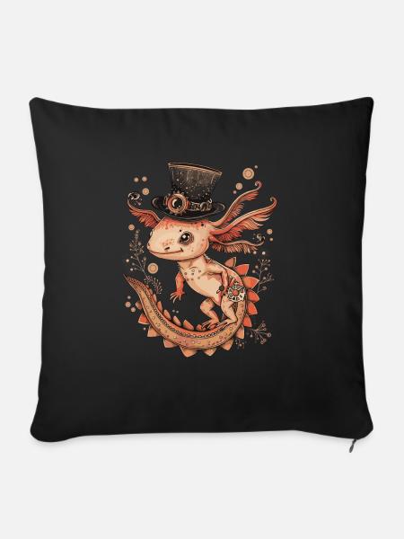 Steampunk Axolotl - Sofakissen mit Füllung 45 x 45 cm - Schwarz