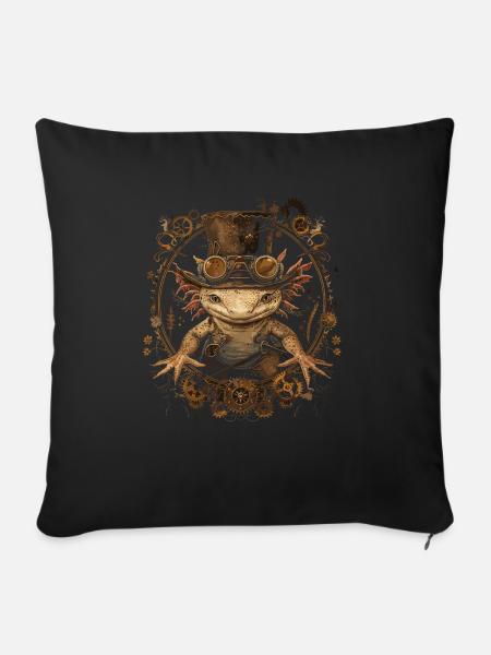 Steampunk Axolotl - Sofakissen mit Füllung 45 x 45 cm - Schwarz