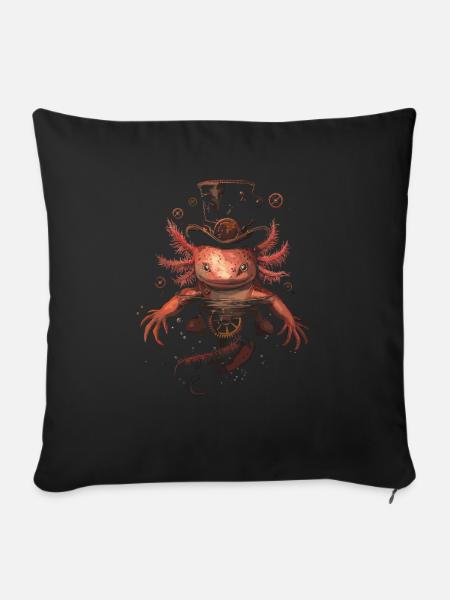 Steampunk Axolotl - Sofakissen mit Füllung 45 x 45 cm - Schwarz