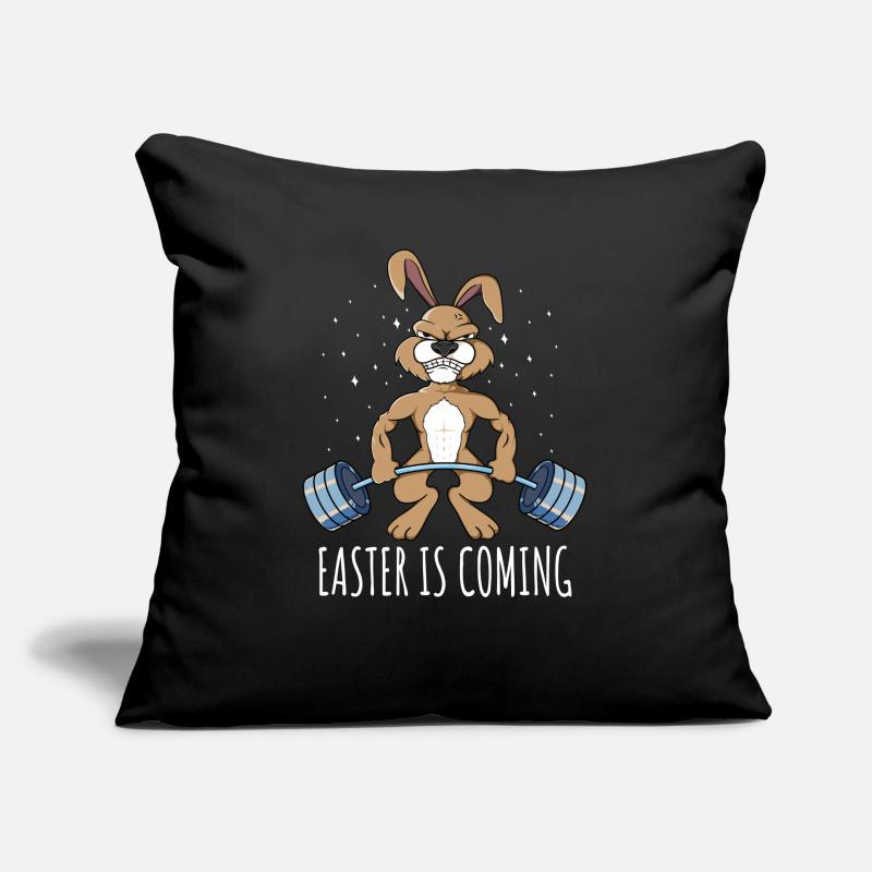 Exercice Lapin de Pâques Joyeuses Pâques Musculation Coussin et housse de 45 x 45 cm