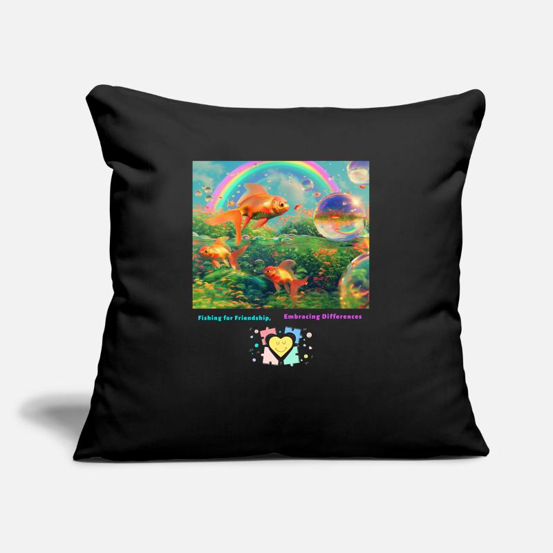 Pêcher l’amitié Accepter les différences Coussin et housse de 45 x 45 cm