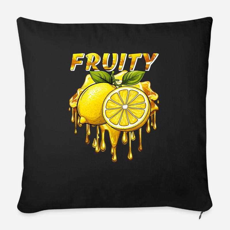 ZITRONE FRUITY - Sofakissen mit Füllung 45 x 45 cm - Schwarz