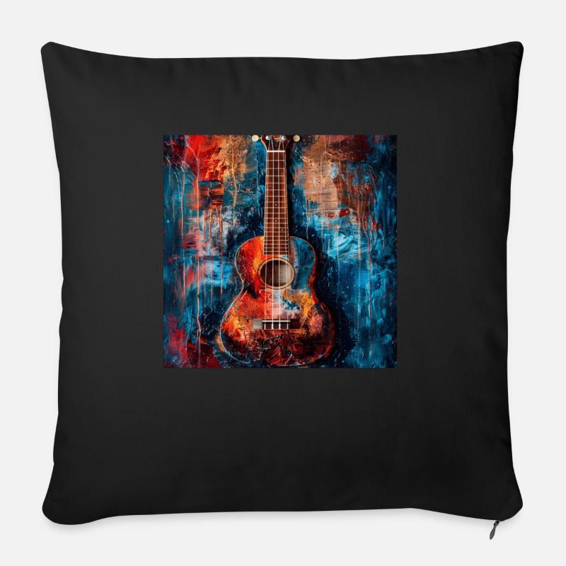 Ukulele - Sofakissen mit Füllung 45 x 45 cm - Schwarz