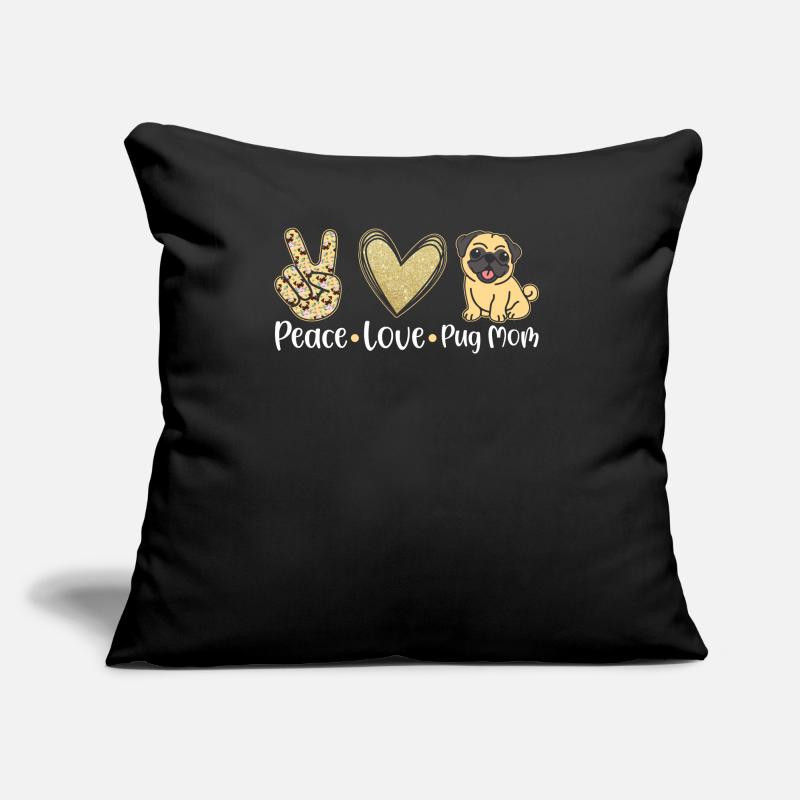 Frieden Liebe Mops Mutter Welpen Mutter Mops Sofakissen mit Füllung 45 x 45 cm